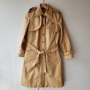 Vintage Lined Trench Women's Size 9 Tan Coat Made In Poland